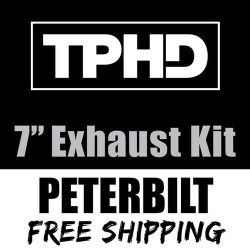 7 Inch Chrome Exhaust Kit With Long Drop Elbows By TPHD Fits Peterbilt 357, 378, 379, 389 Glider