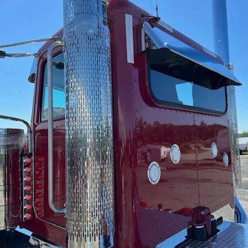 15 X 13 Inch Stainless Steel Rear Window Visor By 12 Gauge Customs Fits Peterbilt 300 Series Day Cab