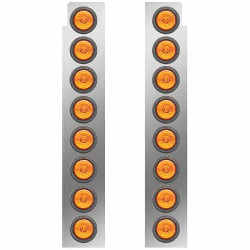 Front Panels For 15 Inch Air Cleaner W/ 2 Inch Amber LEDS For Peterbilt 378, 379, 388, 389