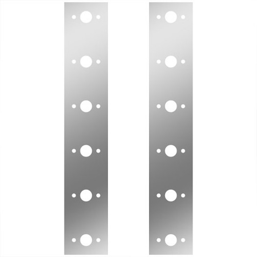 Stainless Steal Air Breather Panels W/ 6 P3 Style Light Holes Per Panel, 18 3/8 Inch Tall For Peterbilt