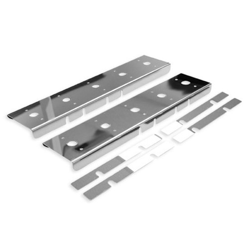 Stainless Steel Front Air Cleaner Light Panels W/ 10 Holes For Watermelon Lights, 5 Inch Wide For Peterbilt 379, 388, 389