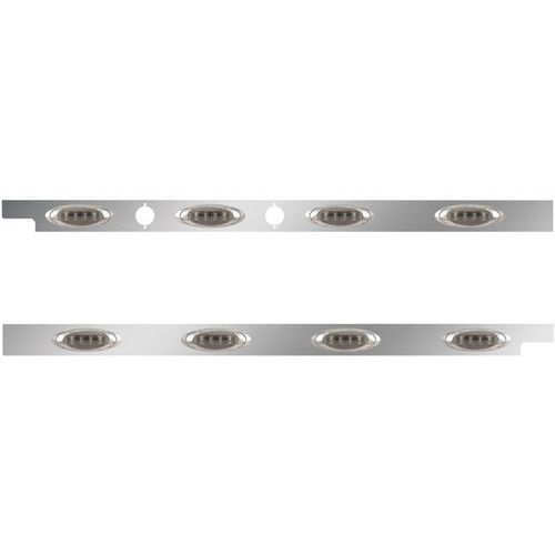 2.5 Inch Stainless Steel Cab Panel W/ 4 P1 Amber/Smoked LED Lights W/ 2 Holes For Dual Block Heater Plugs For Peterbilt 567, 579 W/ Rear Mount Or Horizontal Exhaust- Pair