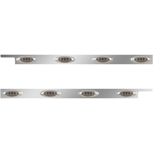 2. 5 Inch Stainless Steel Cab Panel W/ 4 P1 Amber/Smoked LED Lights For Peterbilt 567, 579 W/ Rear Mount Or Horizontal Exhaust- Pair