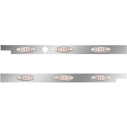 2.5 Inch Stainless Steel Cab Panel W/ 3 P1 Amber/Clear LED Lights W/ 1 Hole For Block Heater For Peterbilt 567, 579 - Pair