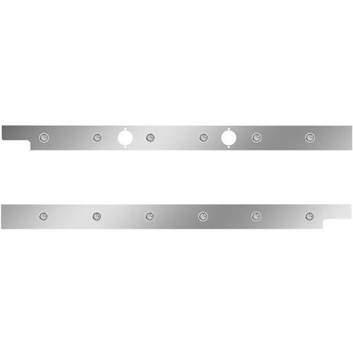 2.5 Inch Stainless Steel Cab Panel W/ 6 - 3/4 Inch Amber/Clear Lights W/ 2 Holes For Dual Block Heater Plugs For Peterbilt 567, 579 - Pair