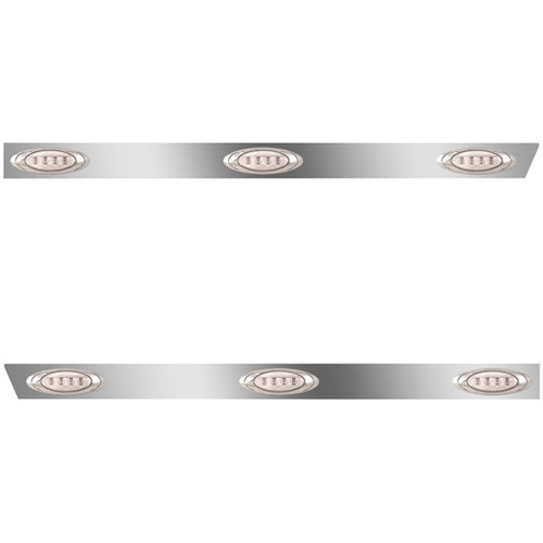 3 Inch 430 Stainless Steel Cab Extension Panel W/ 3 P1 Amber/Clear LED Lights For Peterbilt 389 - Pair