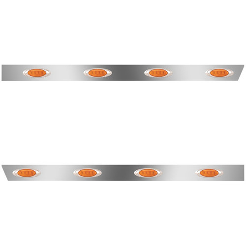 3 Inch Stainless Ext. Cab Panel W/ 4 Amber/Amber P1 Lights For Peterbilt 389 131 BBC - Pair