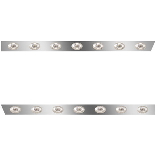 4 Inch Stainless Steel Cab Panels W/ 14 Amber/Clear P3 LED Lights For Peterbilt 378, 379, 388, 389
