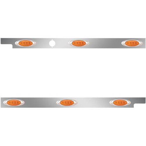 2.5 Inch Stainless Steel Cab Panels W/ 6 Amber/Clear P1 LEDs W/ 1 Hole For Block Heater For Peterbilt 567 121BBC SFA