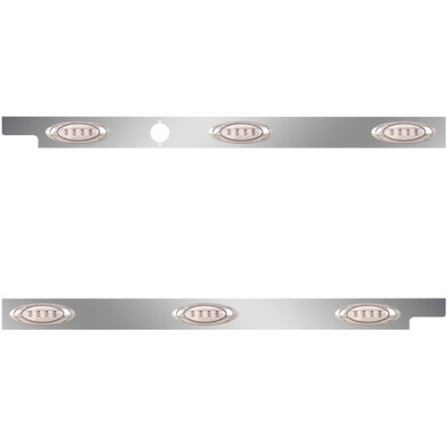 4 Inch Stainless Steel Cab Panels W/ 6 Amber/Clear P1 LEDs W/ 1 Hole For Block Heater For Peterbilt 567 121BBC SFA