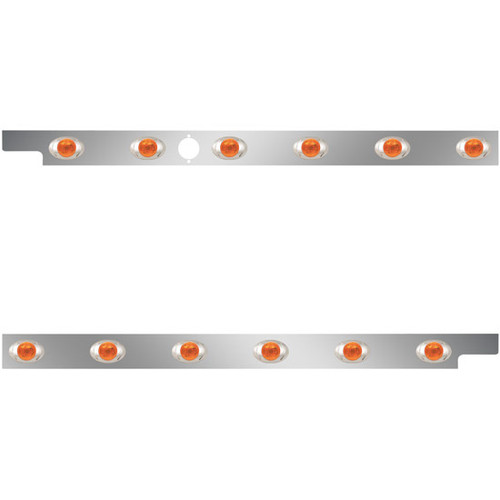 2.5 Inch Stainless Steel Cab Panels W/ 12 Amber/Amber P3 LEDs W/ Hole For Block Heater For Peterbilt 567 121BBC SFA