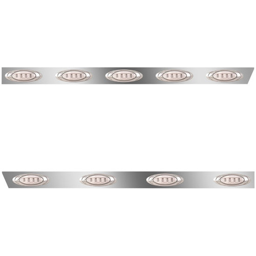 4 Inch Stainless Steel Cab Panels W/ Amber/Clear P1 LEDs For Peterbilt 388/389