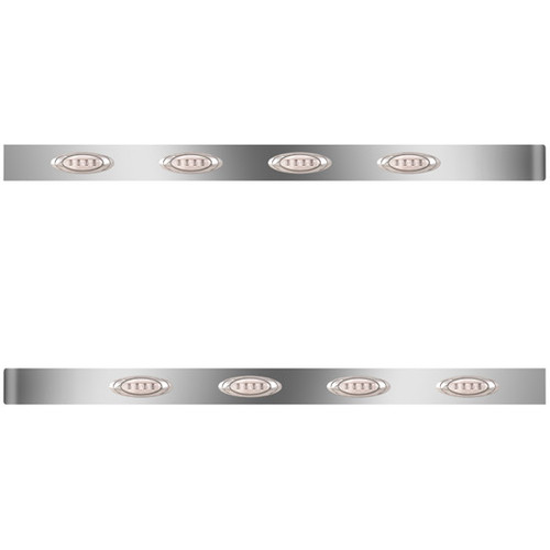 3 Inch Stainless Steel Extended Wrap Cab Panels W/ 8 P1 Amber/Clear LEDs For Peterbilt 378, 379, 388, 389