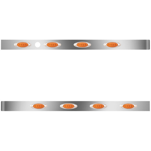 3 Inch Stainless Steel Extended Wrap Cab Panels W/ 8 P1 Amber/Amber LEDs For Peterbilt 378, 379, 388, 389
