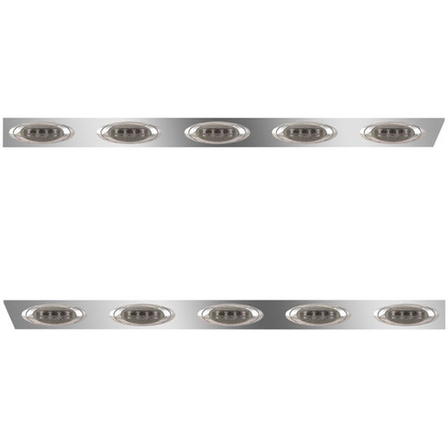 3 Inch Stainless Steel Cab Panels W/ 10 P1 Amber/Smoked LEDs For Peterbilt 378, 379, 388, 389