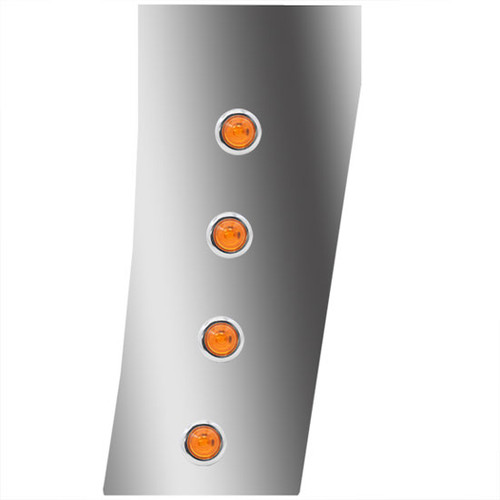 3 Inch Stainless Steel Standard Cowl Panels W/ 8 Round 3/4 Inch Amber/Amber LEDs For Peterbilt 389 131 BBC