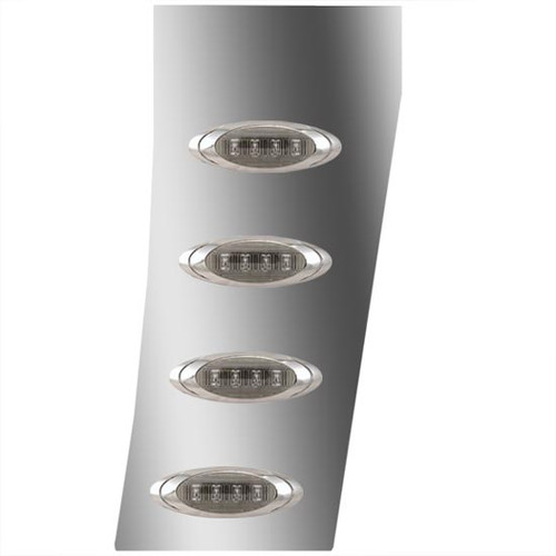 3 Inch Stainless Steel Standard Cowl Panels W/ 8 P1 Amber/Smoked LEDs For 208 - 2017 Peterbilt 389 131 BBC