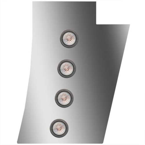 3 Inch Stainless Steel Notched Cowl Panels W/ 8 Round 2 Inch Amber/Clear LEDs For Peterbilt 389 131 BBC, Glider