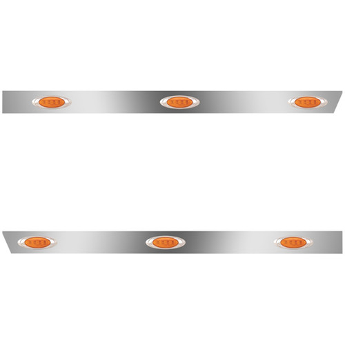 4 Inch Stainless Steel Extended Cab Panels W/ 6 P1 Amber/Amber LEDs For Peterbilt 378, 379, 388, 389