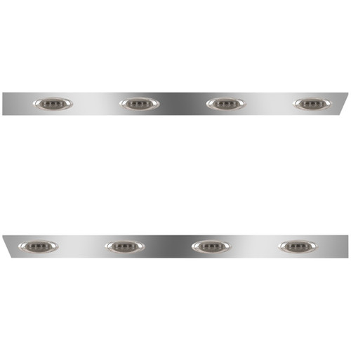 4 Inch Stainless Steel Extended Cab Panels W/ 8 P1 Amber/Smoked LEDs For Peterbilt 378, 379, 388, 389