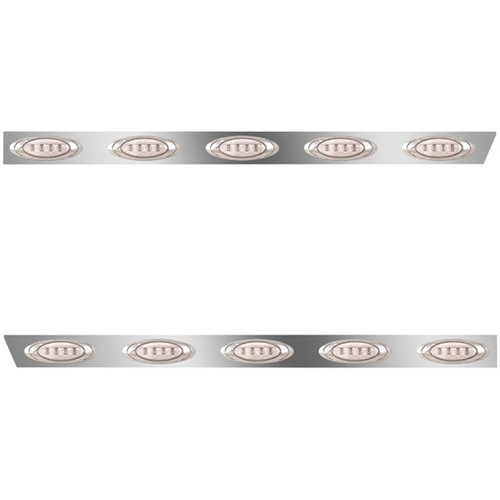 4 Inch Stainless Steel Standard Cab Panels W/ 10 P1 Amber/Clear LEDs For Peterbilt 378, 379, 388, 389