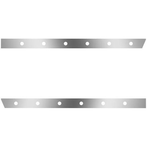 4 Inch Stainless Extended Cab Panels W/ 12 P1 Light Holes On 8 Inch Spacing For Peterbilt 378, 379, 388, 389