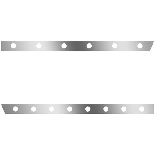 4 Inch Stainless Steel Standard Cab Panels W/ 14 - 2 Inch Round Light Holes On 6 Inch Spacing For Peterbilt 389