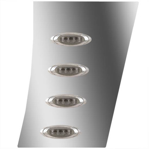 4 Inch Stainless Steel Wide/Narrow Cowl Panels W/ 8 P1 Amber/Smoked LEDs For 2018 - Current Peterbilt 389