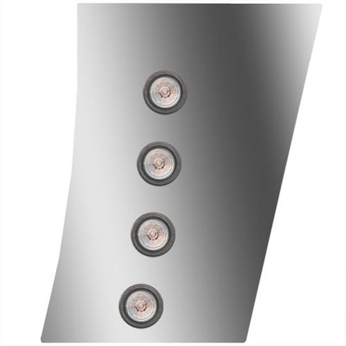 4 Inch Stainless Steel Wide/Narrow Cowl Panels W/ 8 - 2 Inch Amber/Clear LEDs For Peterbilt 389