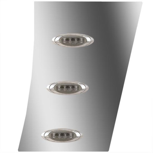 4 Inch Stainless Steel Wide Cowl Panels W/ 6 P1 Amber/Smoked LEDs For Peterbilt 389