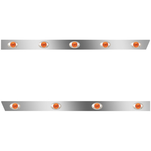 3 Inch Stainless Steel Standard Cab Panels W/ 9 Total P3 Amber/Amber LEDs For Peterbilt 388, 389 123 BBC