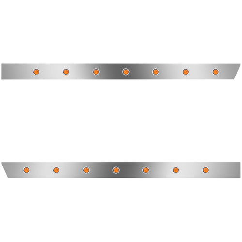 3 Inch Stainless Steel Extended Cab Panels W/ 14 - 3/4 Inch Amber/Amber LEDs For Peterbilt 388, 389 123 BBC