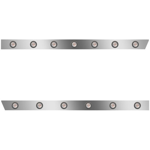 4 Inch Stainless Steel Standard Cab Panels W/ 13 Total - 2 Inch Amber/Clear LEDs For Peterbilt 388, 389 123 BBC