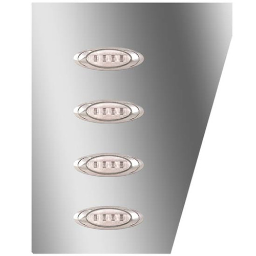 4 Inch Stainless Steel Wide Cowl Panels W/ 8 P1 Amber/Clear LEDs For Peterbilt 378, 379