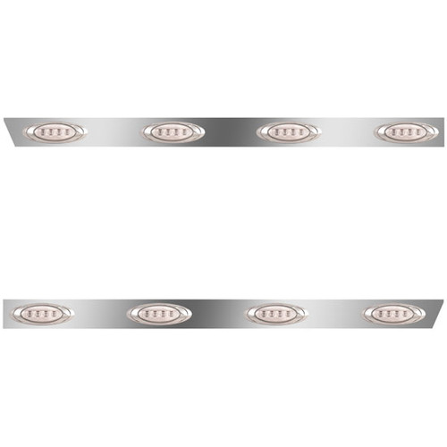 2.5 Inch Stainless Steel Cab Panels W/ 8 P1 Amber/Clear LEDs For 2012 thru 2016 Peterbilt 386 W/ Cab-Mount Exhaust