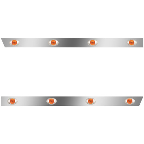 2.5 Inch Stainless Steel Cab Panels W/ 8 P3 Amber/Amber LEDs For 2012 thru 2016 Peterbilt 386 W/ Cab-Mount Exhaust