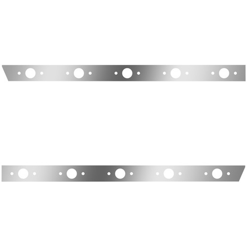 4 Inch Stainless Steel Cab Panels W/ 10 P1 Light Holes For Peterbilt 386 W/ Rear-Mount Exhaust