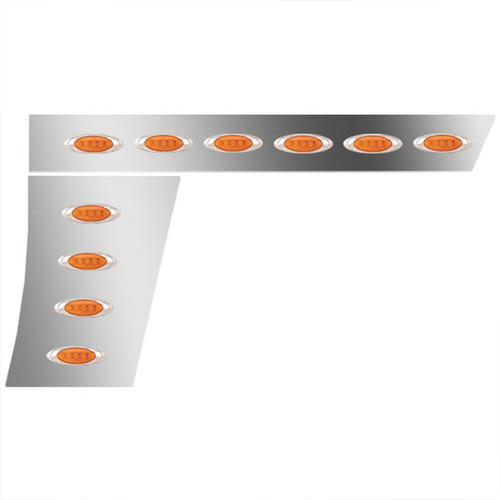 3 Inch Stainless Steel Cab/Cowl Panels W/ 20 P1 Amber/Amber LEDs For Peterbilt 389, Glider