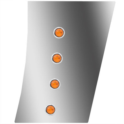 Stainless Steel Standard/Wide Cowl Panels W/ 8 - 3/4 Inch Round Amber/Amber LEDs For 2011 - 2017 Peterbilt 389 131BBC