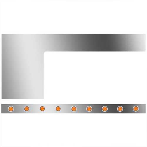 4 Inch Stainless Steel Cab/Cowl Panels W/ 18 - 3/4 Inch Round Amber/Amber Downglow LEDs For Peterbilt 389 131BBC