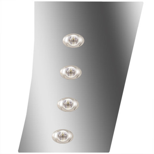 Stainless Steel Wide Cowl Panels W/ 8 P3 Amber/Clear LEDs For Peterbilt 389