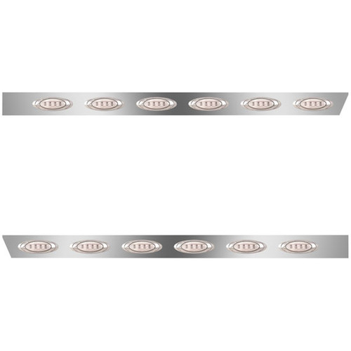 Stainless Steel Extended Cab Panels W/ 12 P1 Amber/Clear LEDs For Peterbilt 379, 388, 389