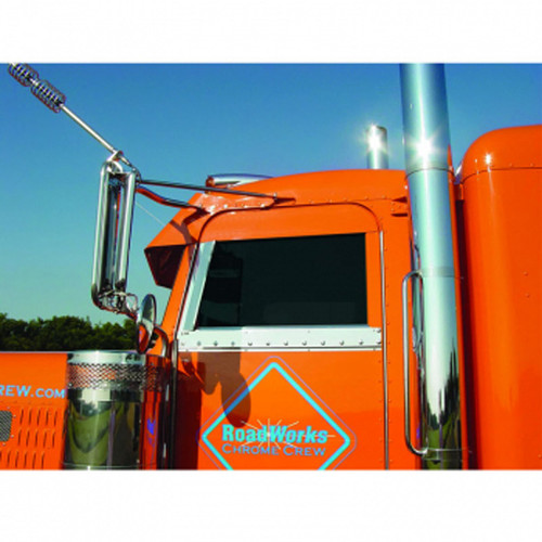 6 Inch Stainless Steel Door Chop By Roadworks Fits Peterbilt W/ Cab Mounted Mirrors