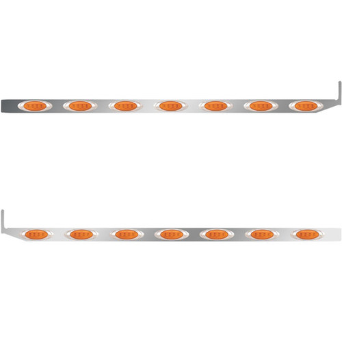 2.5 X 72 Inch Sleeper Panel W/ 7 P1 Amber/Amber LED Lights For Peterbilt 567, 579 W/ Extenders - Pair