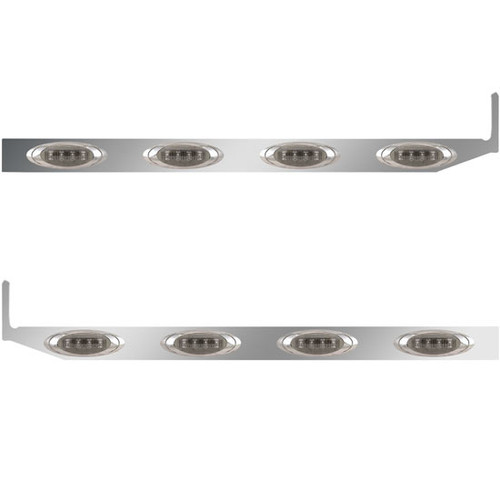2.5 X 44 Inch Sleeper Panel W/ 4 P1 Amber/Smoked LED Lights For Peterbilt 567, 579 - Pair
