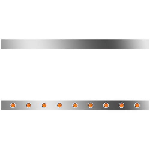 3 Inch Stainless Steel Sleeper Panel W/ 3/4 Inch Amber LED Amber Lens Lights Shining Down For Peterbilt 379