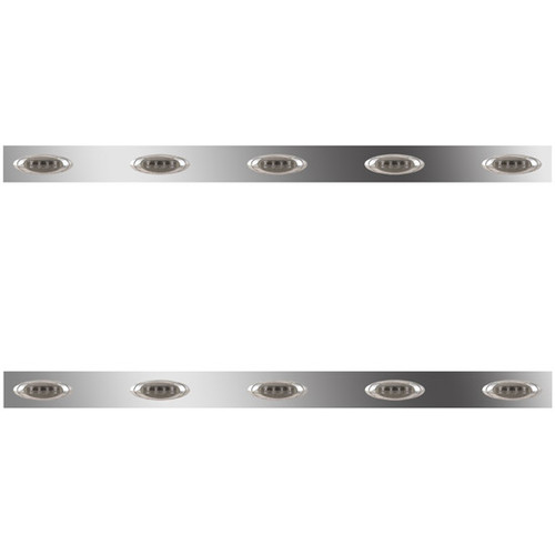 48/58 Inch Stainless Steel Sleeper Panels W/ 10 P1 Amber/Smoked LEDs , 12 In Spacing For Peterbilt