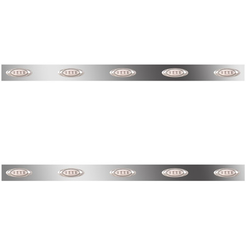 6.5 Inch Stainless Steel Sleeper Panels W/ 10 P1 Amber/Clear LEDs, 6.5 In. Tall For Peterbilt 367, 386, 388, 389 W/ 63 & 72 Inch Sleepers