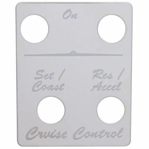 Stainless Steel Switch Plate- Cruise Control- 4 Switches For Peterbilt W/ Cruise Control Script