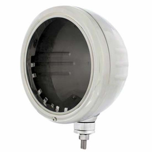 Stainless Steel Classic Headlight Housing W/ Embossed Strip For Peterbilt 359, 378, 379, 388, 389